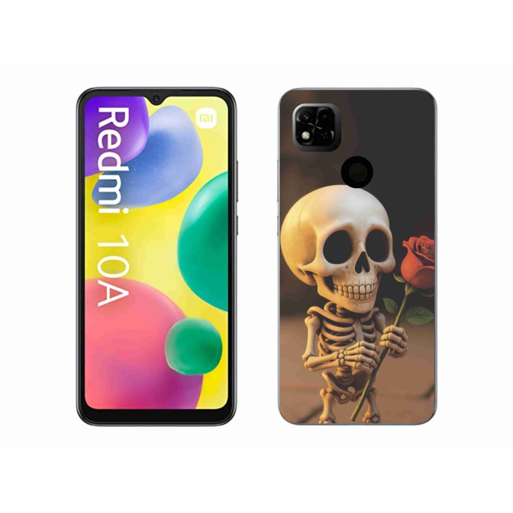 Gélový kryt mmCase na Xiaomi Redmi 10A - kostlivec s ružou