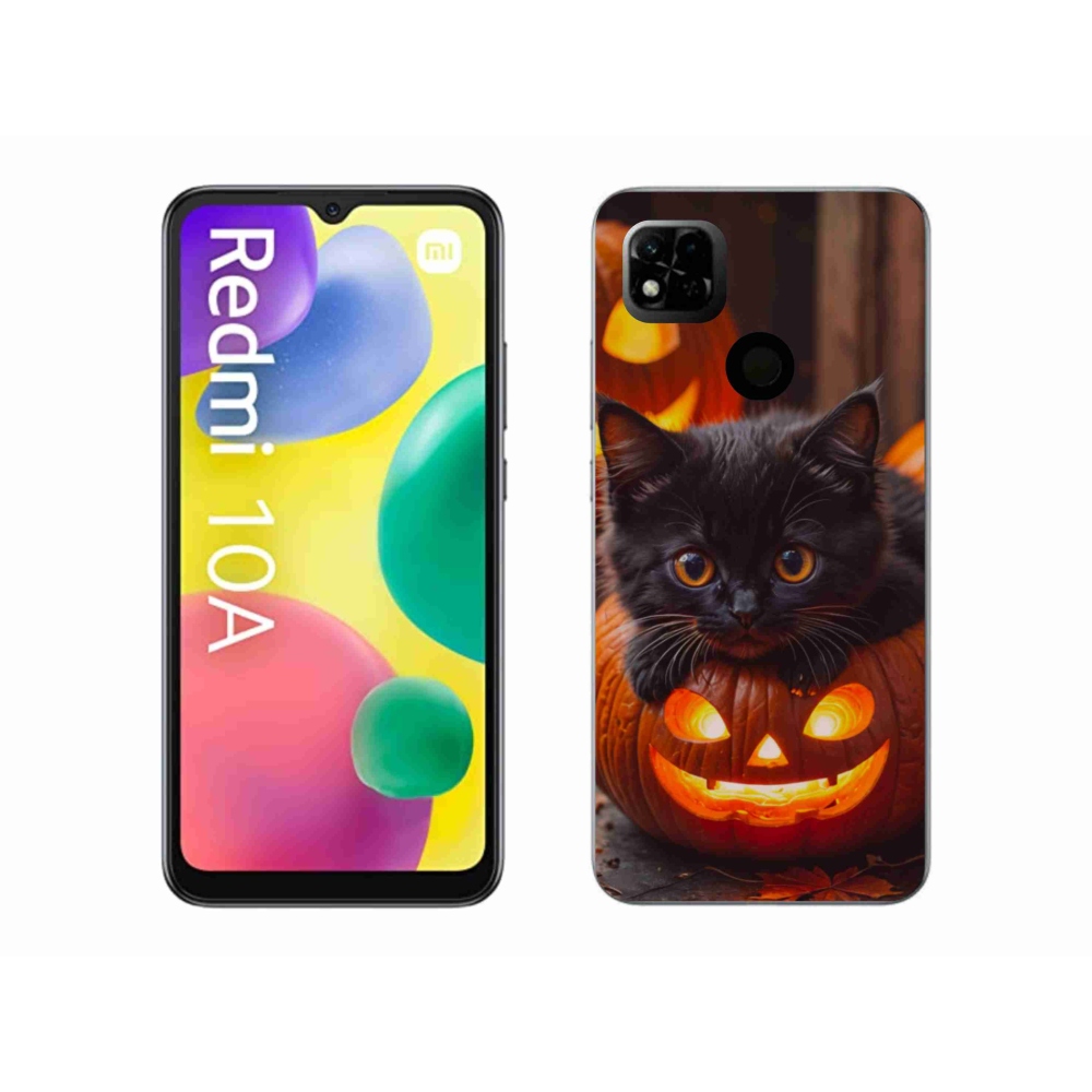 Gélový kryt mmCase na Xiaomi Redmi 10A - mačiatko a tekvica