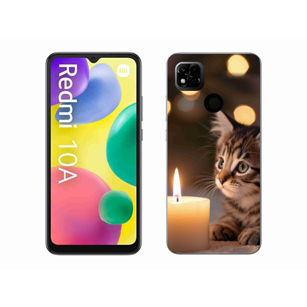 Gélový kryt mmCase na Xiaomi Redmi 10A - mačiatko a sviečka