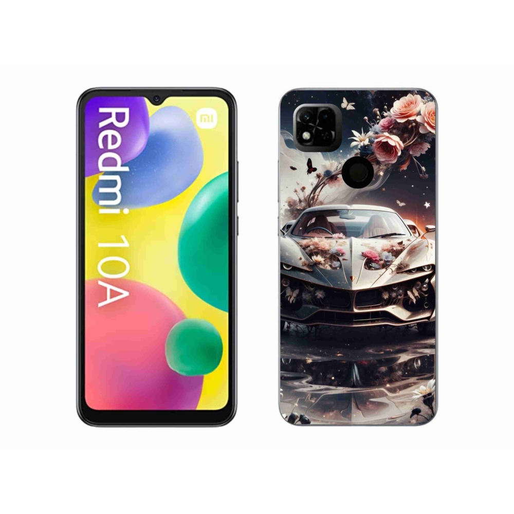 Gélový kryt mmCase na Xiaomi Redmi 10A - kvetinový športový automobil
