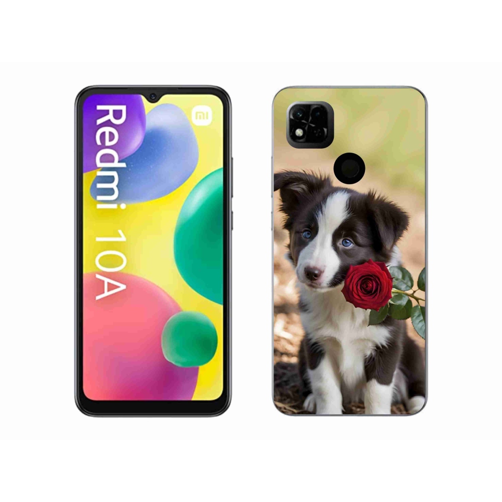 Gélový kryt mmCase na Xiaomi Redmi 10A - roztomilá border kólia s ružou