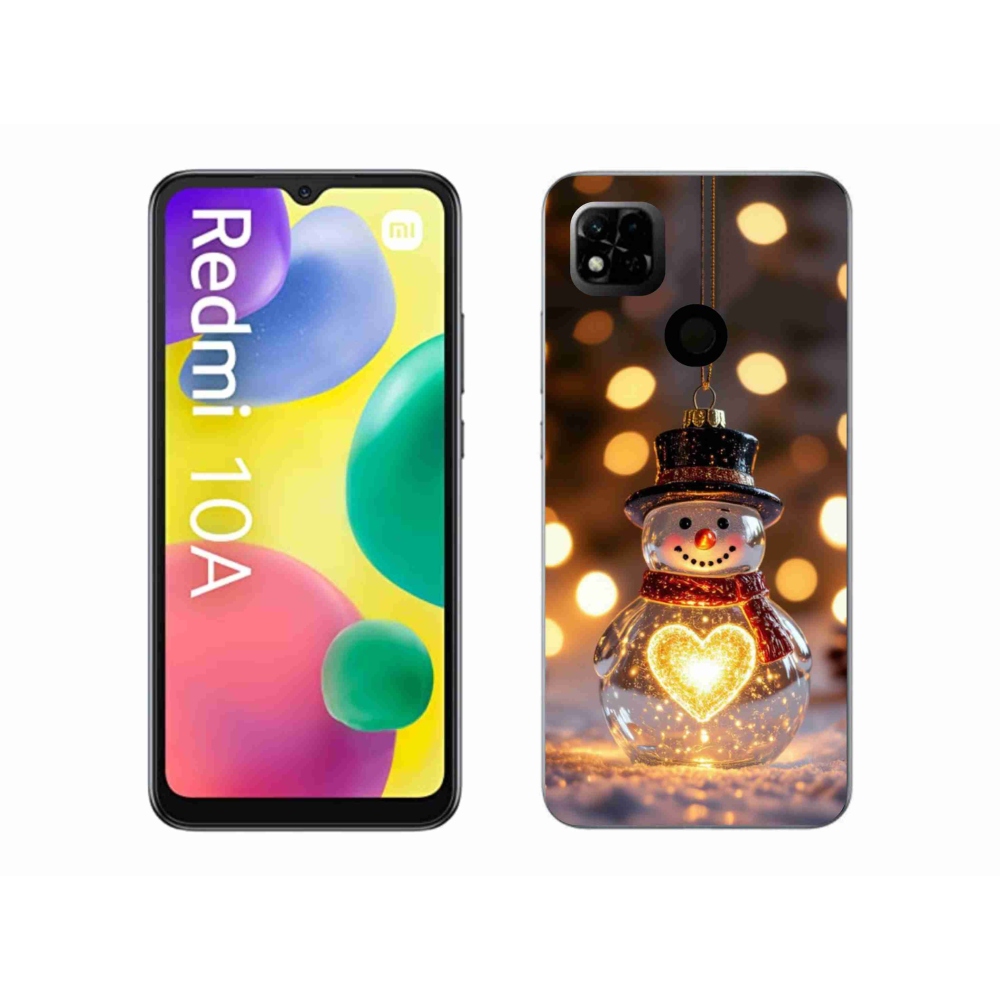 Gélový kryt mmCase na Xiaomi Redmi 10A - svietiaci vianočný snehuliak