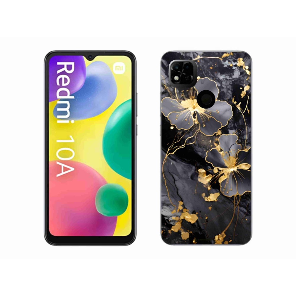 Gélový kryt mmCase na Xiaomi Redmi 10A - zlaté kvety
