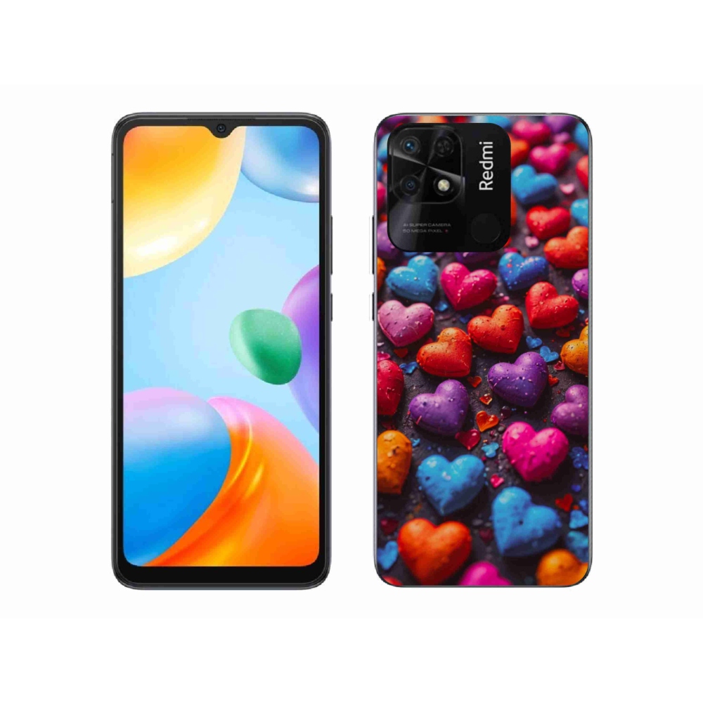 Gélový kryt mmCase na Xiaomi Redmi 10C - farebné srdcia