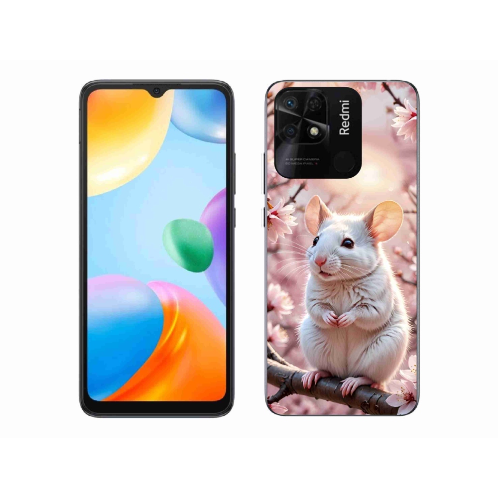 Gélový kryt mmCase na Xiaomi Redmi 10C - biela myš na vetve