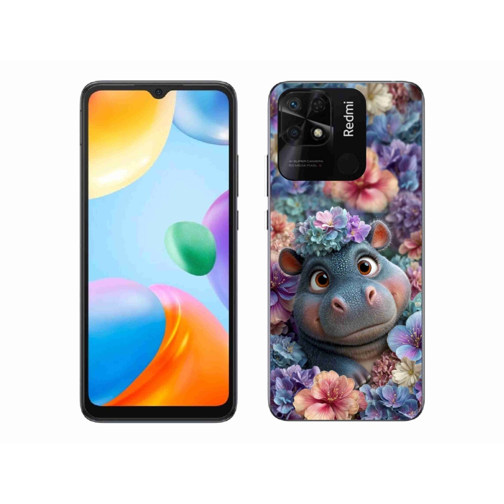 Gélový kryt mmCase na Xiaomi Redmi 10C - hrošík v kvetoch