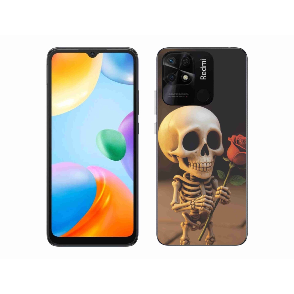 Gélový kryt mmCase na Xiaomi Redmi 10C - kostlivec s ružou