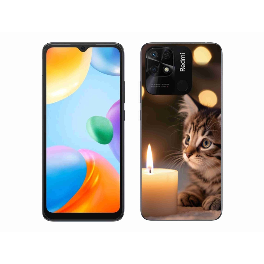 Gélový kryt mmCase na Xiaomi Redmi 10C - mačiatko a sviečka