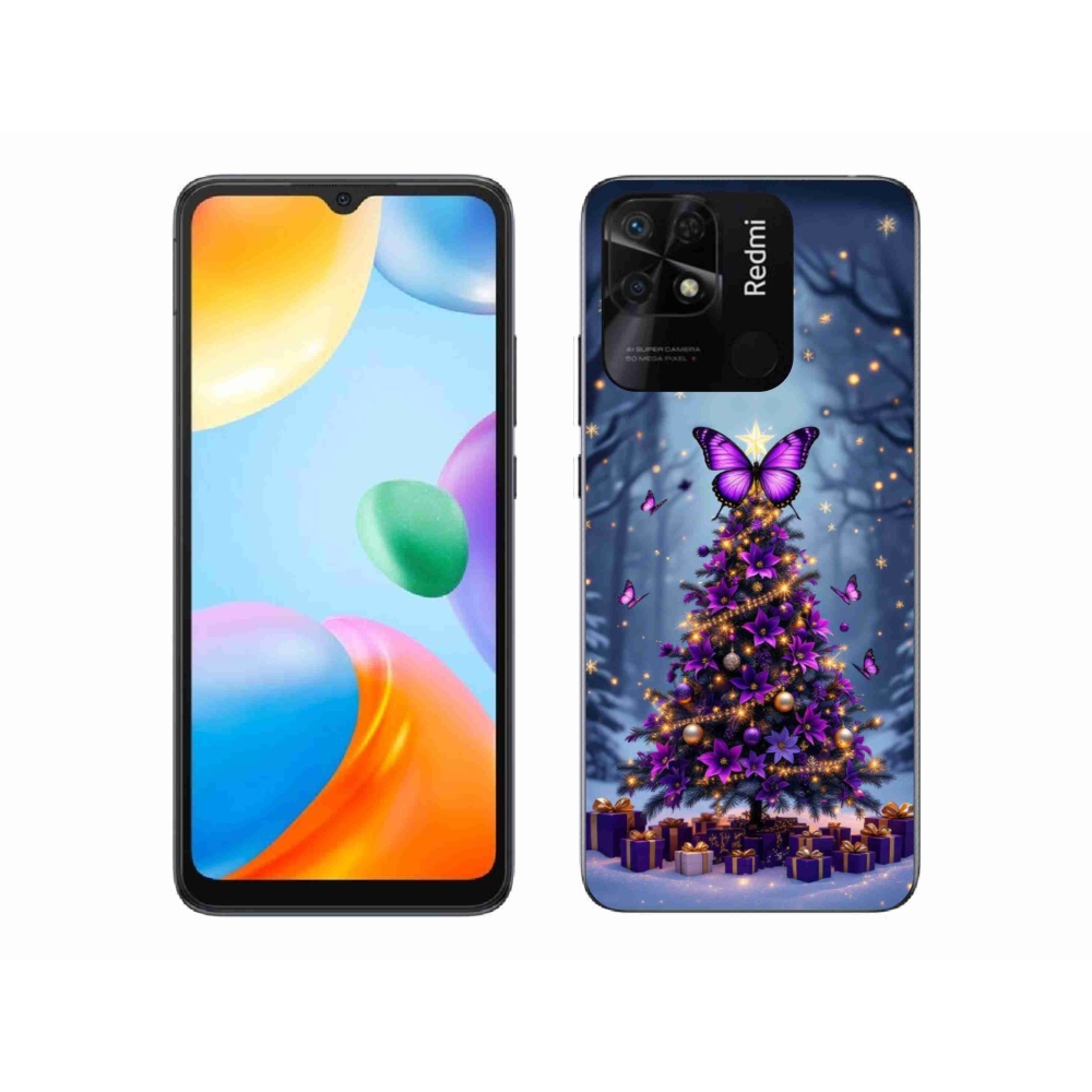 Gélový kryt mmCase na Xiaomi Redmi 10C - motýlí vianočný stromček