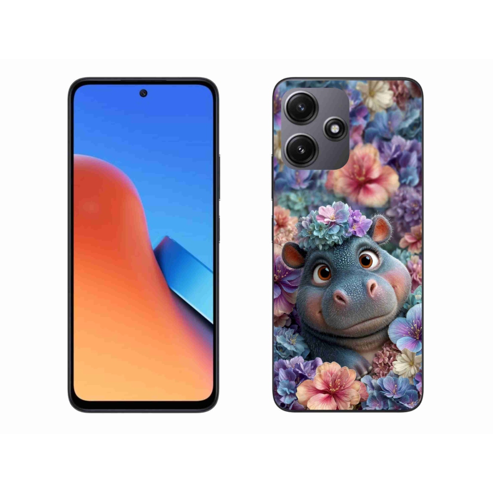 Gélový kryt mmCase na Xiaomi Redmi 12 5G - hrošík v kvetoch