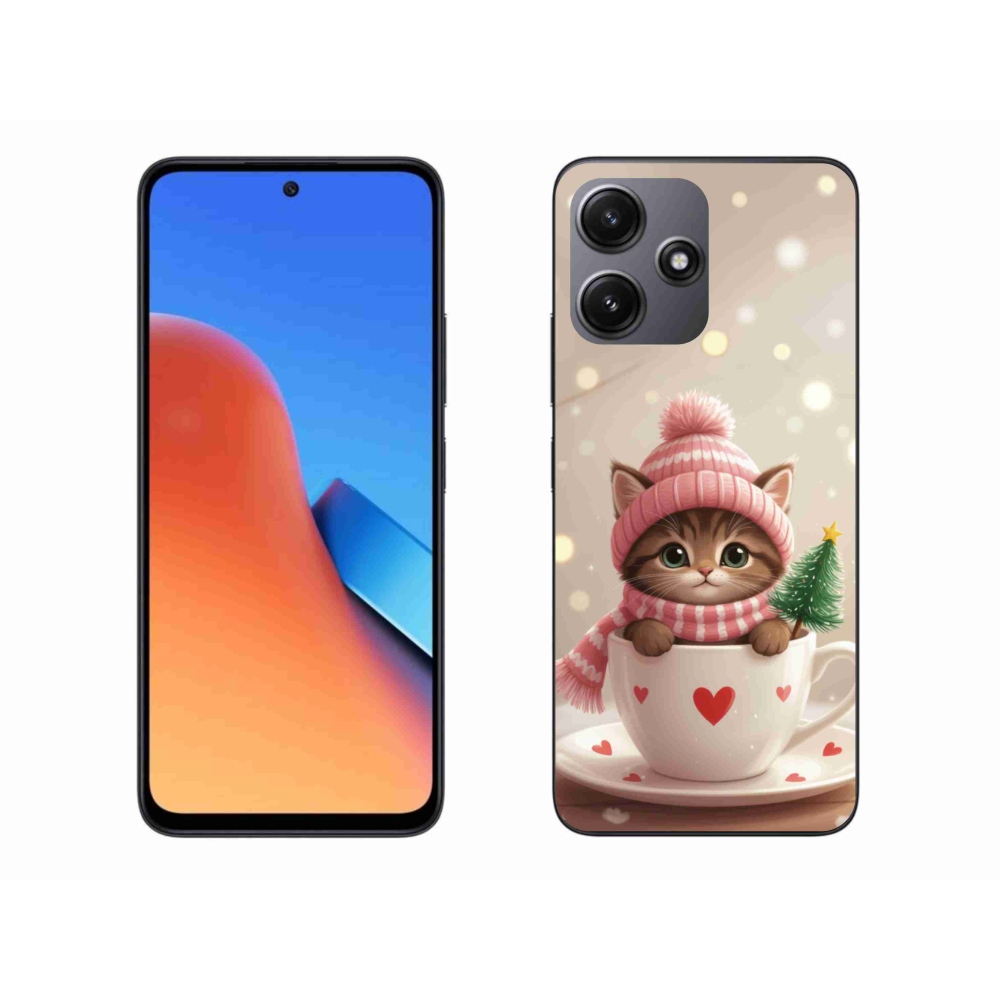 Gélový kryt mmCase na Xiaomi Redmi 12 5G - vianočné mačiatko v hrnčeku