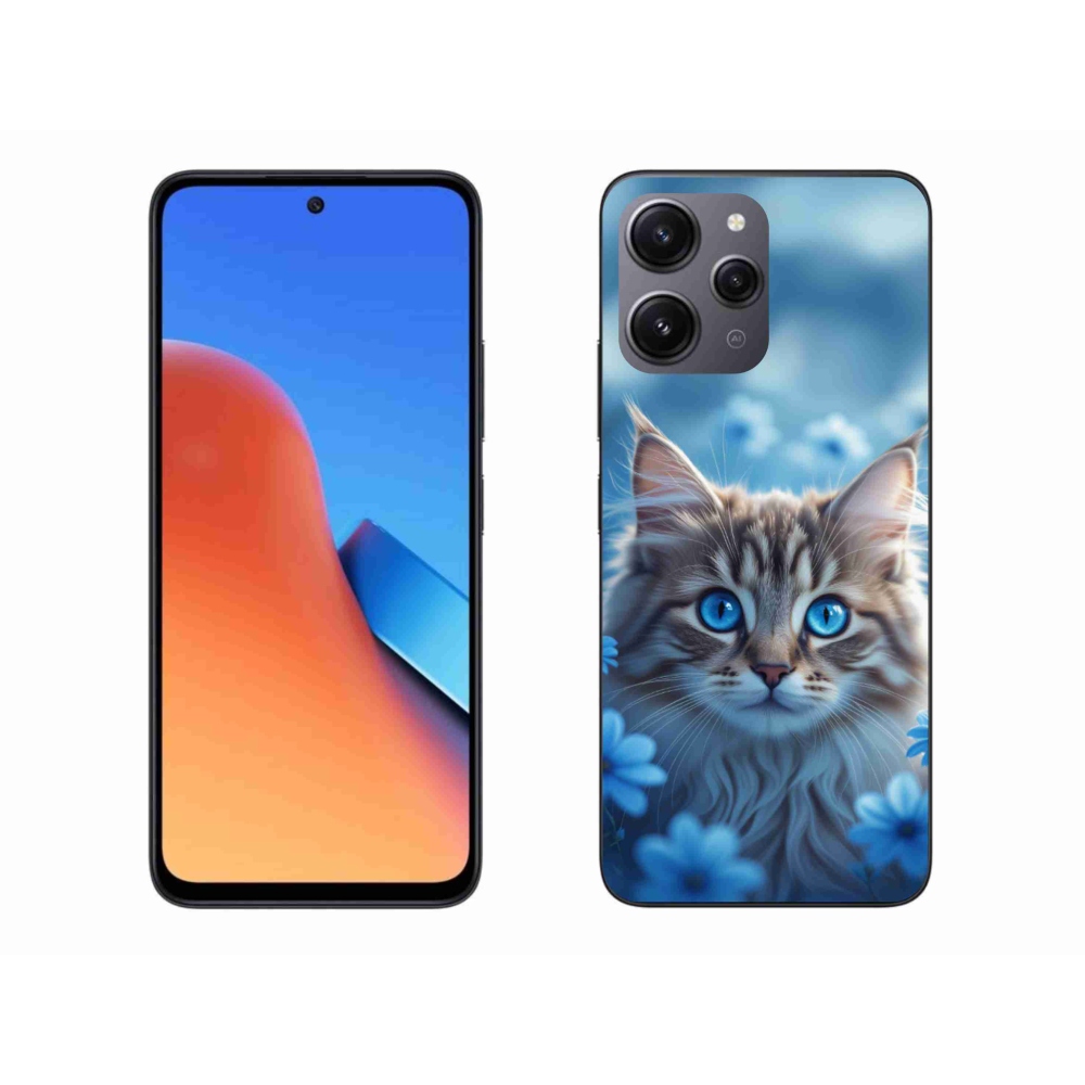Gélový kryt mmCase na Xiaomi Redmi 12 - mačiatko v modrých kvetoch