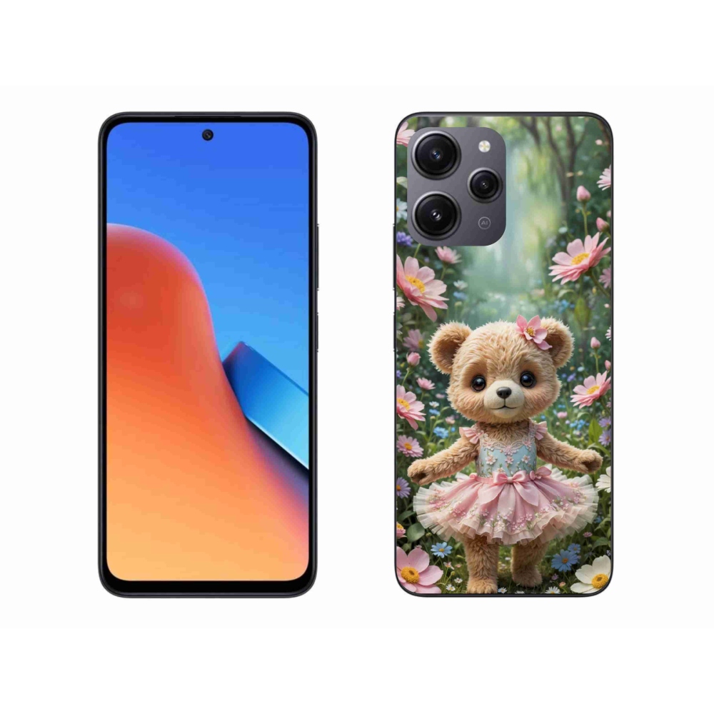 Gélový kryt mmCase na Xiaomi Redmi 12 - roztomilý medvedík v kvetoch