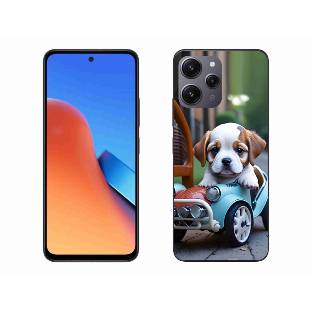 Gélový kryt mmCase na Xiaomi Redmi 12 - šteňa v retro aute