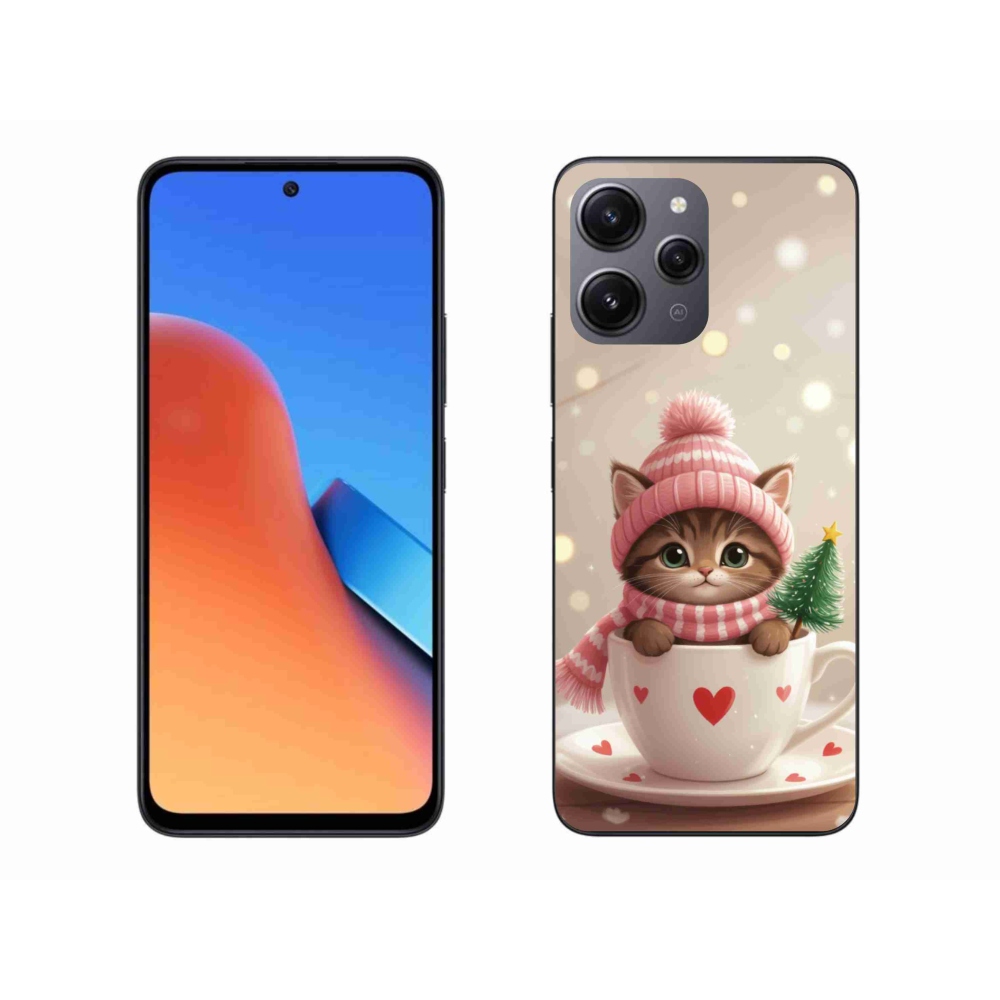 Gélový kryt mmCase na Xiaomi Redmi 12 - vianočné mačiatko v hrnčeku
