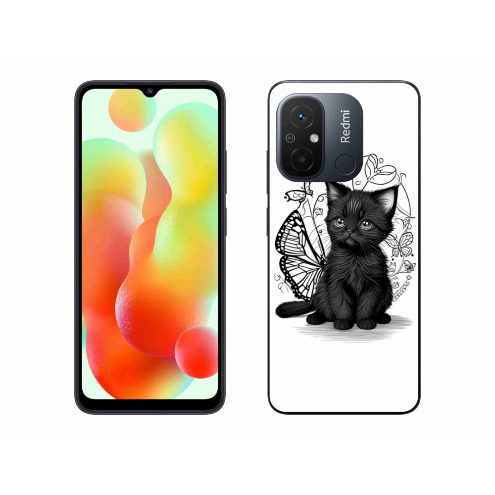 Gélový kryt mmCase na Xiaomi Redmi 12C - čierne mačiatko