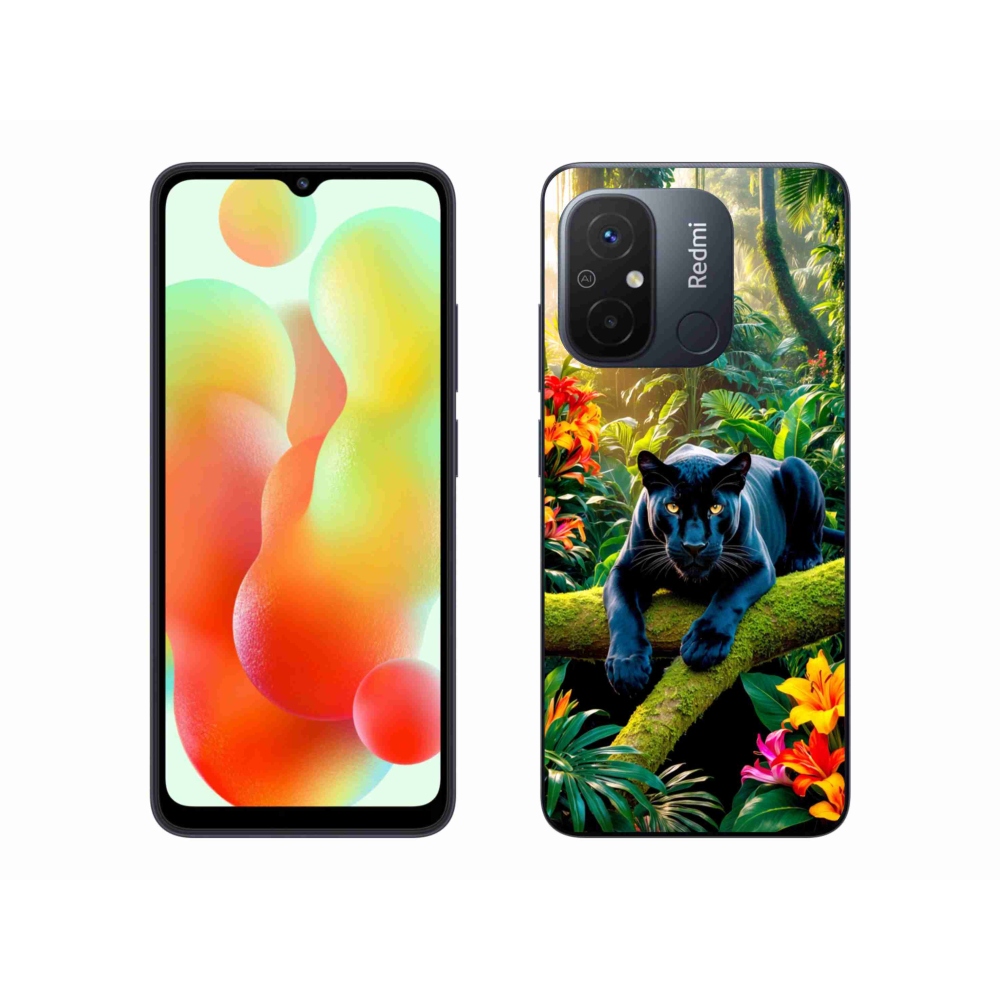 Gélový kryt mmCase na Xiaomi Redmi 12C - čierny panter v džungli