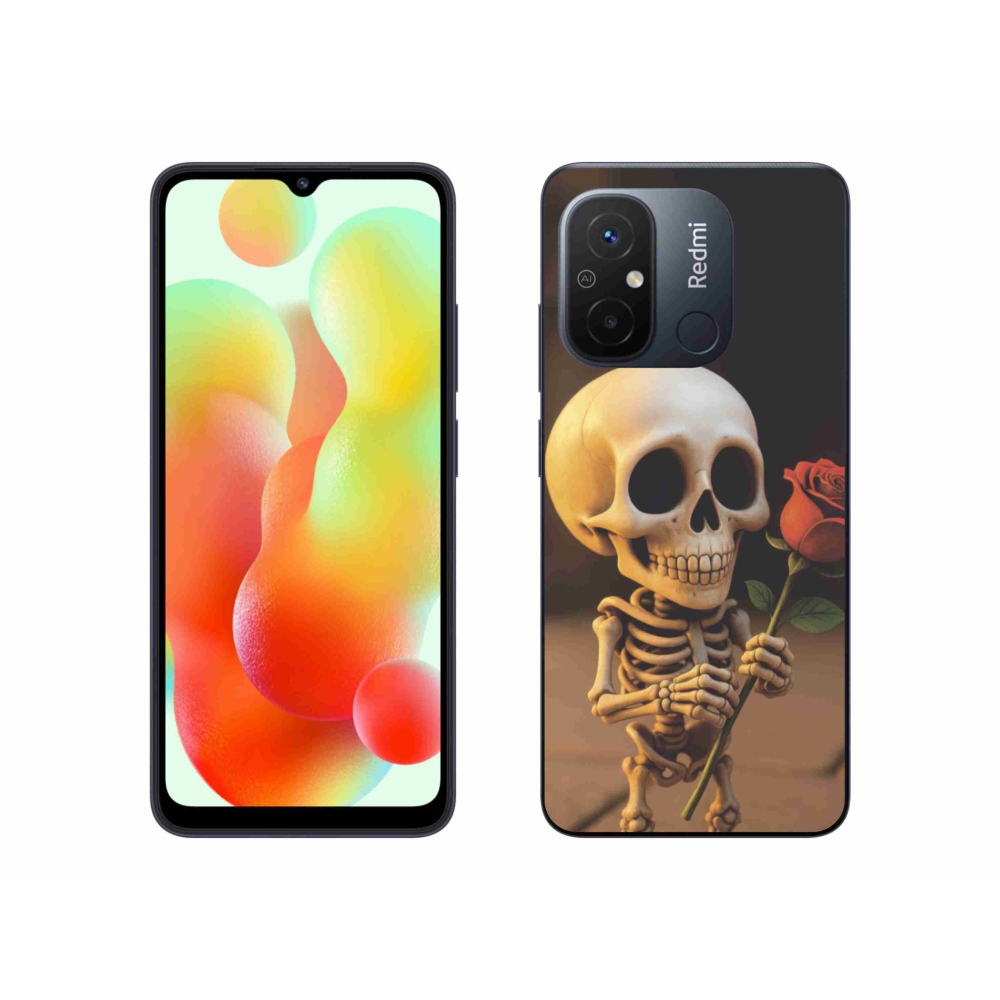 Gélový kryt mmCase na Xiaomi Redmi 12C - kostlivec s ružou