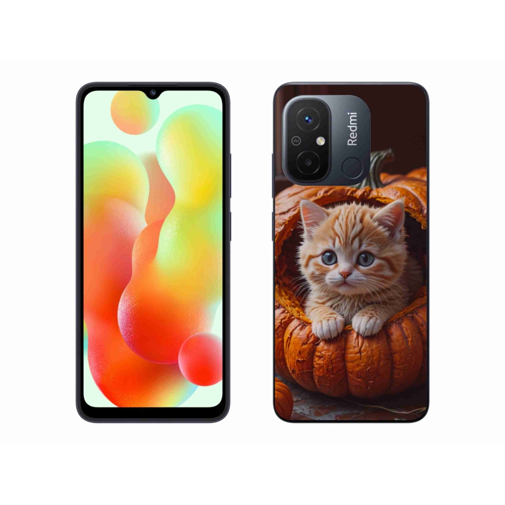 Gélový kryt mmCase na Xiaomi Redmi 12C - mačiatko a tekvica 2