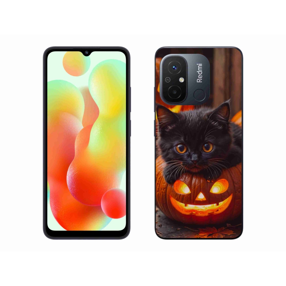 Gélový kryt mmCase na Xiaomi Redmi 12C - mačiatko a tekvica