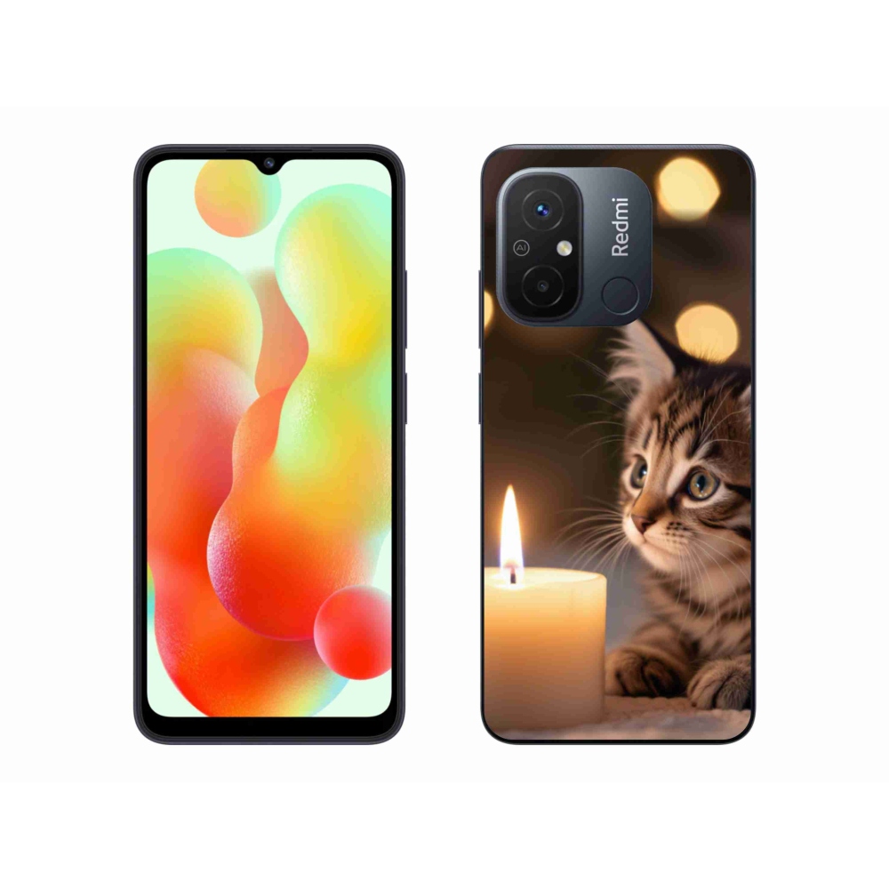 Gélový kryt mmCase na Xiaomi Redmi 12C - mačiatko a sviečka
