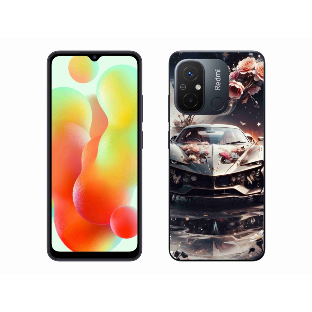 Gélový kryt mmCase na Xiaomi Redmi 12C - kvetinový športový automobil