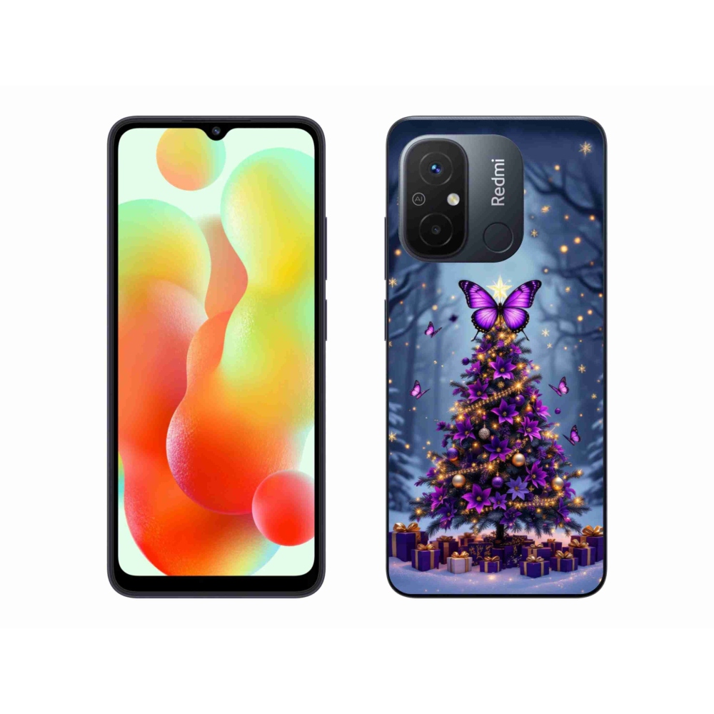Gélový kryt mmCase na Xiaomi Redmi 12C - motýlí vianočný stromček