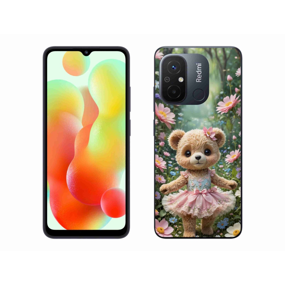 Gélový kryt mmCase na Xiaomi Redmi 12C - roztomilý medvedík v kvetoch
