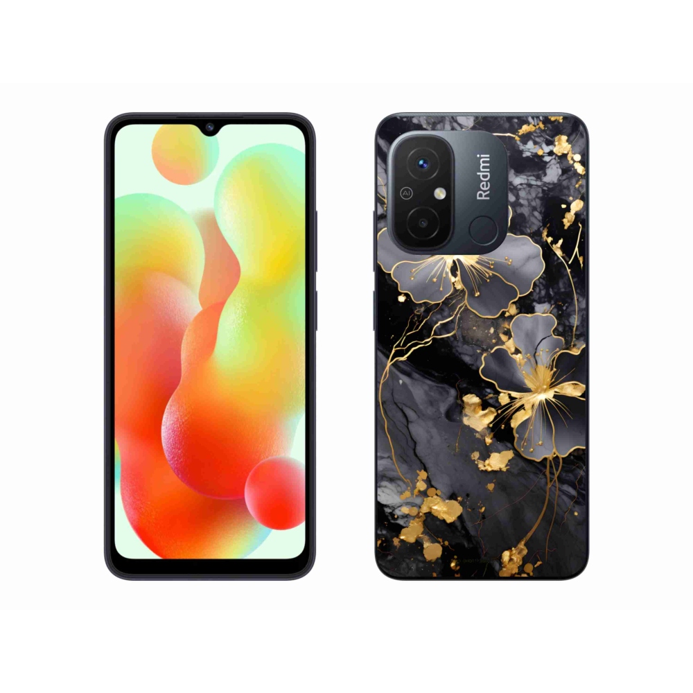 Gélový kryt mmCase na Xiaomi Redmi 12C - zlaté kvety