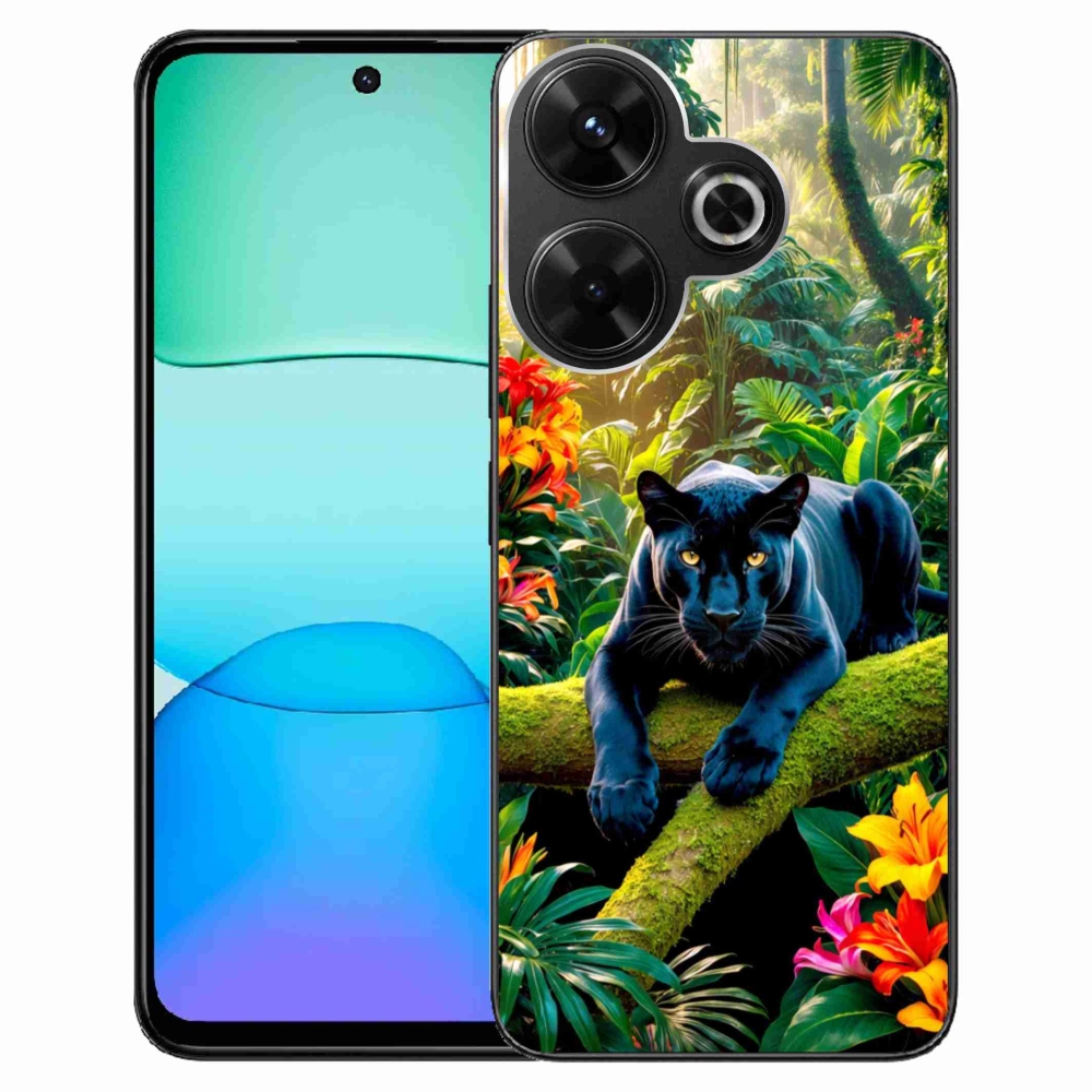 Gélový kryt mmCase na Xiaomi Redmi 13 4G/Poco M6 4G - čierny panter v džungli