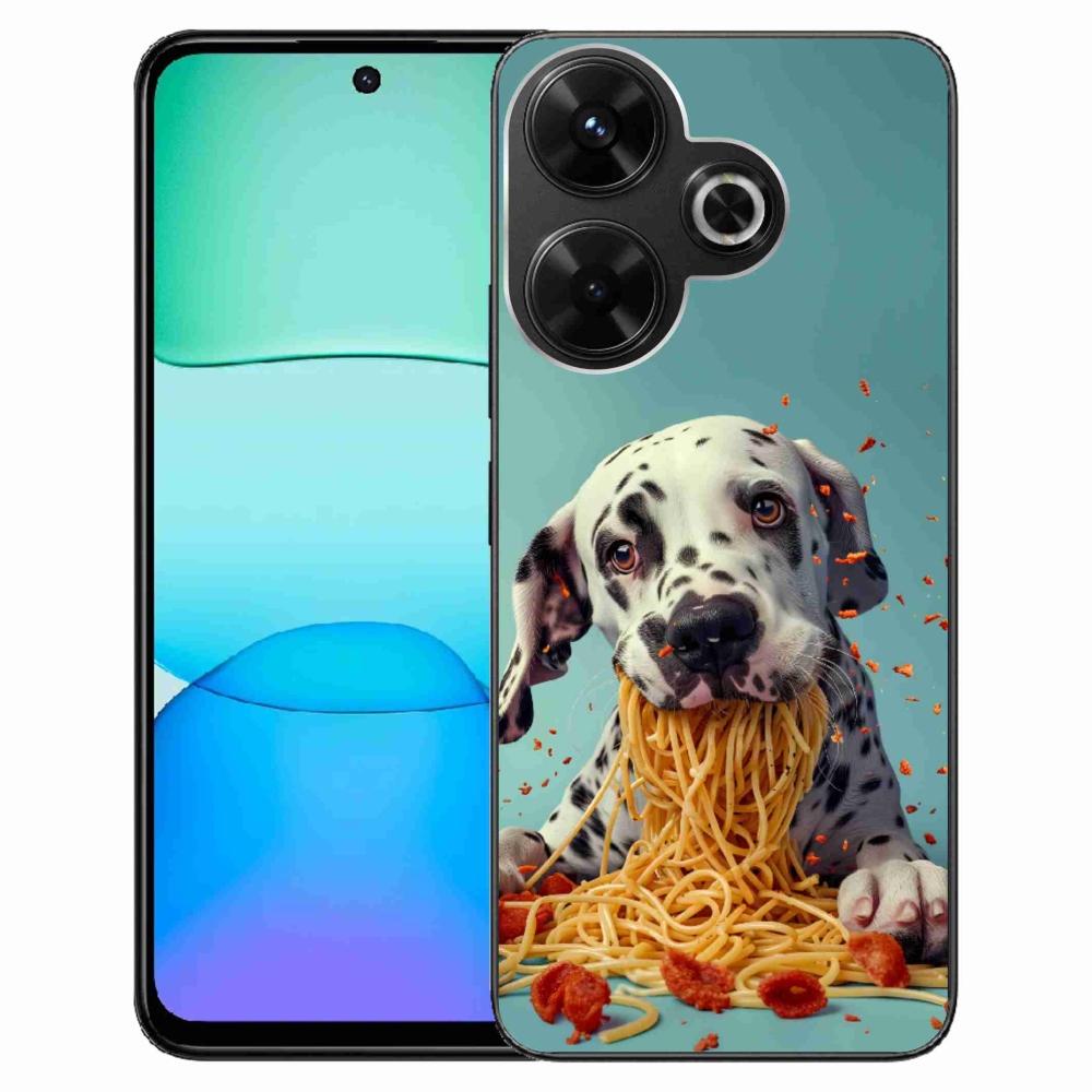 Gélový kryt mmCase na Xiaomi Redmi 13 4G/ Poco M6 4G - dalmatín a špagety