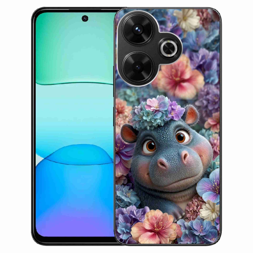 Gélový kryt mmCase na Xiaomi Redmi 13 4G/ Poco M6 4G - hrošík v kvetoch