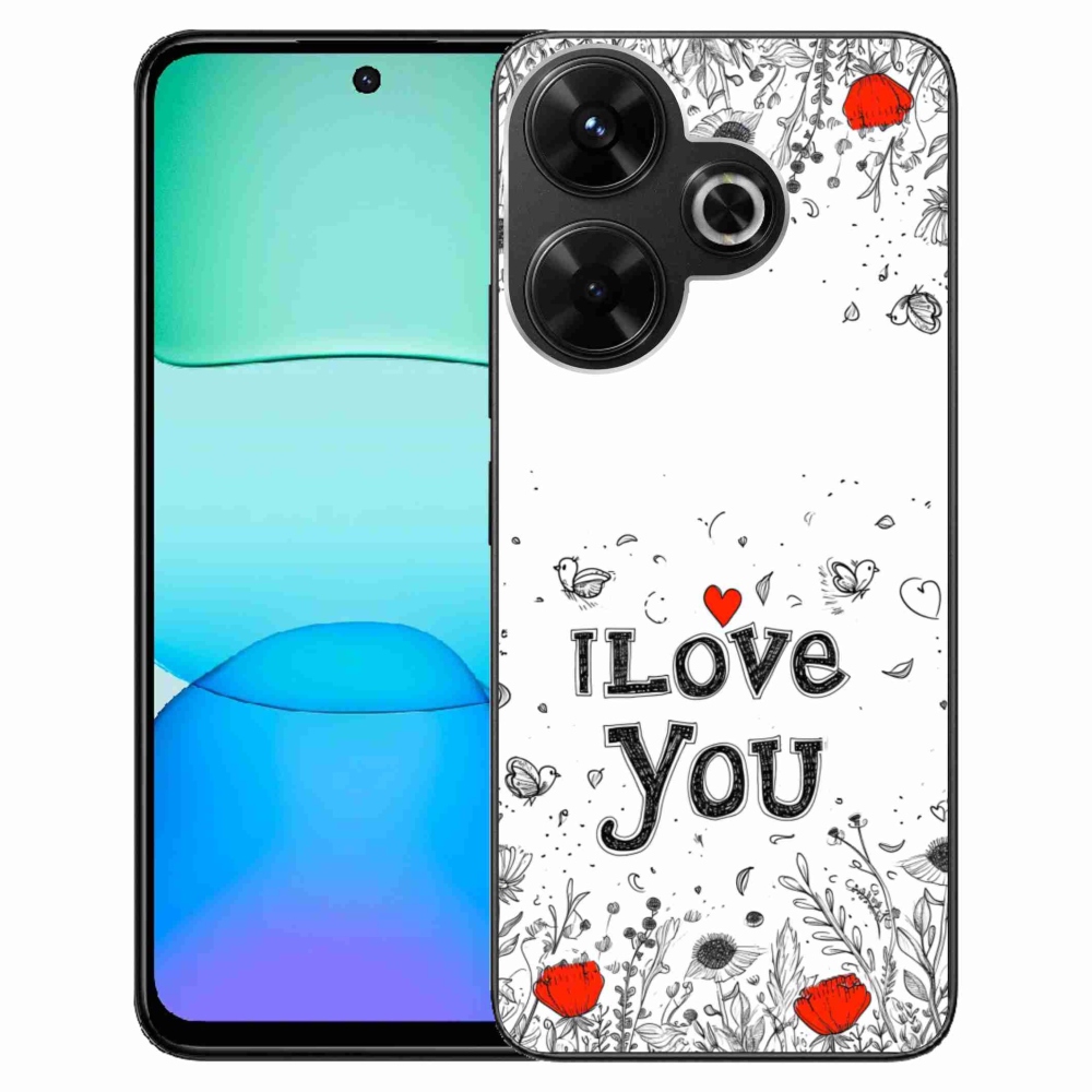 Gélový kryt mmCase na Xiaomi Redmi 13 4G/Poco M6 4G - I love you biele pozadie