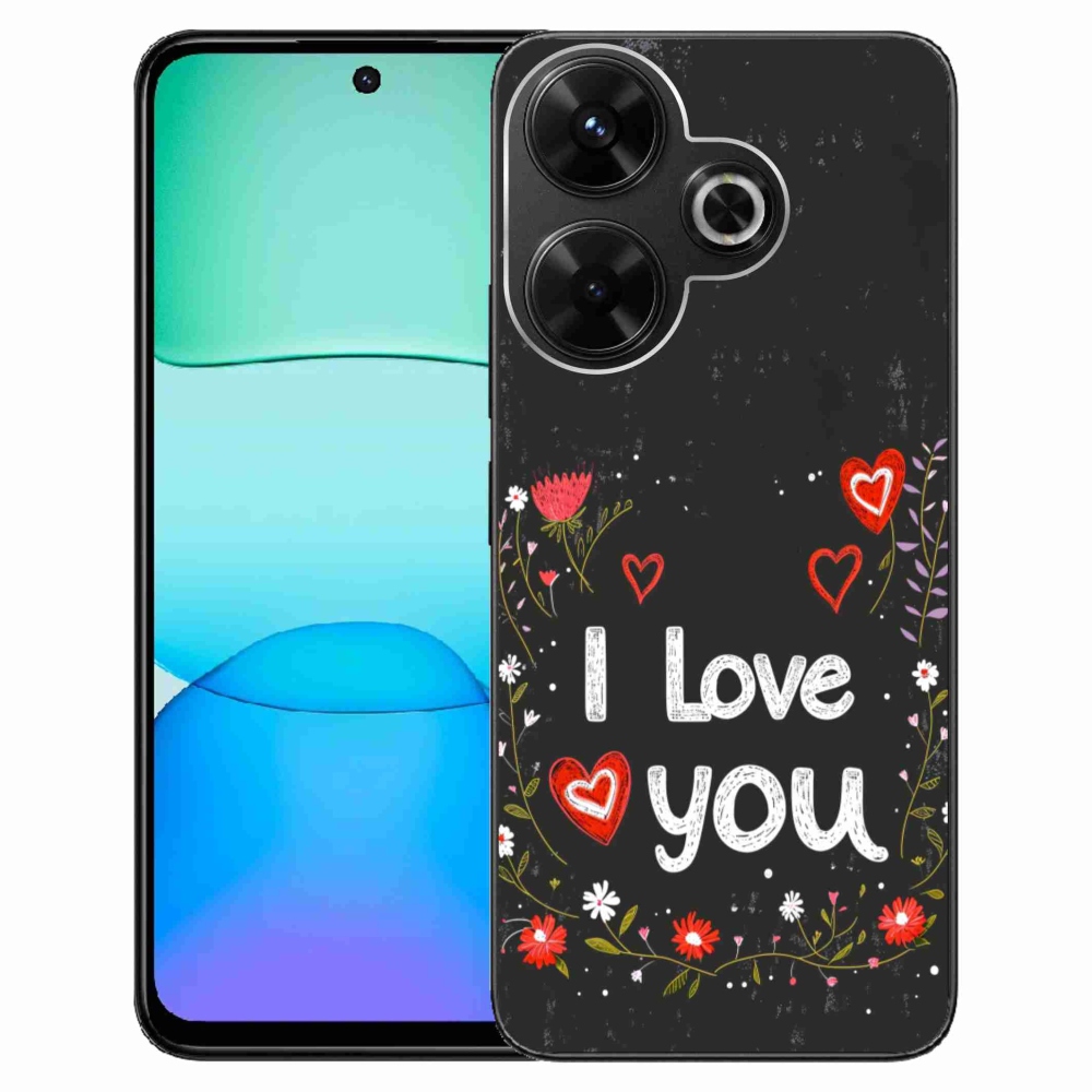 Gélový kryt mmCase na Xiaomi Redmi 13 4G/Poco M6 4G - I love you čierne pozadie