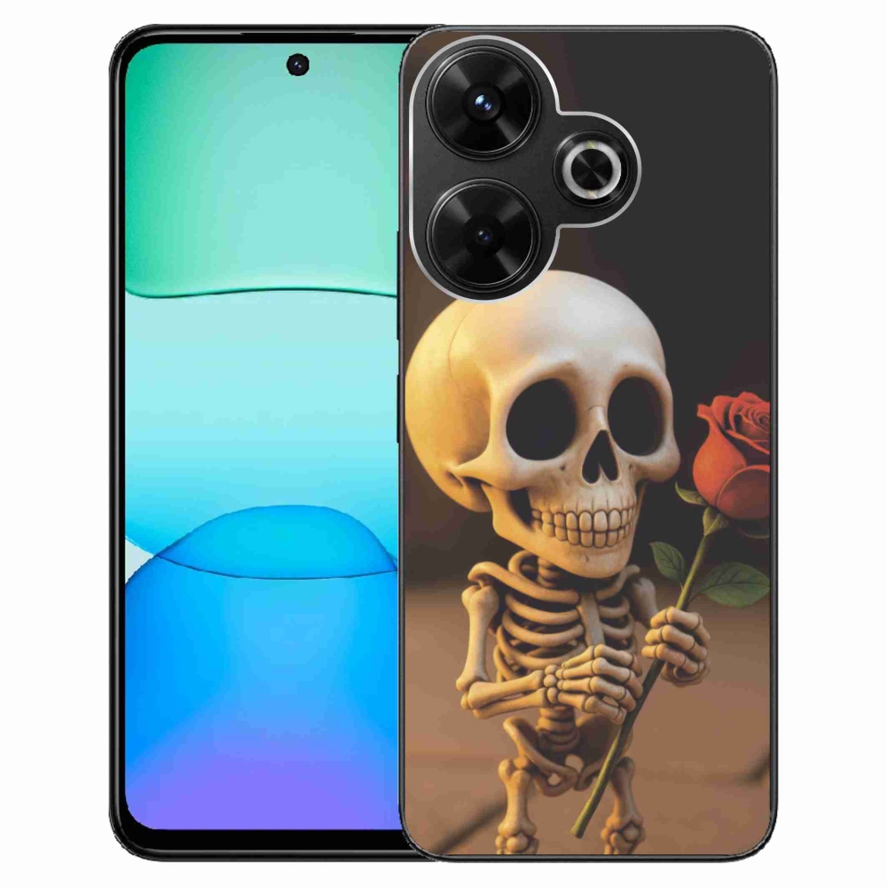 Gélový kryt mmCase na Xiaomi Redmi 13 4G/Poco M6 4G - kostlivec s ružou