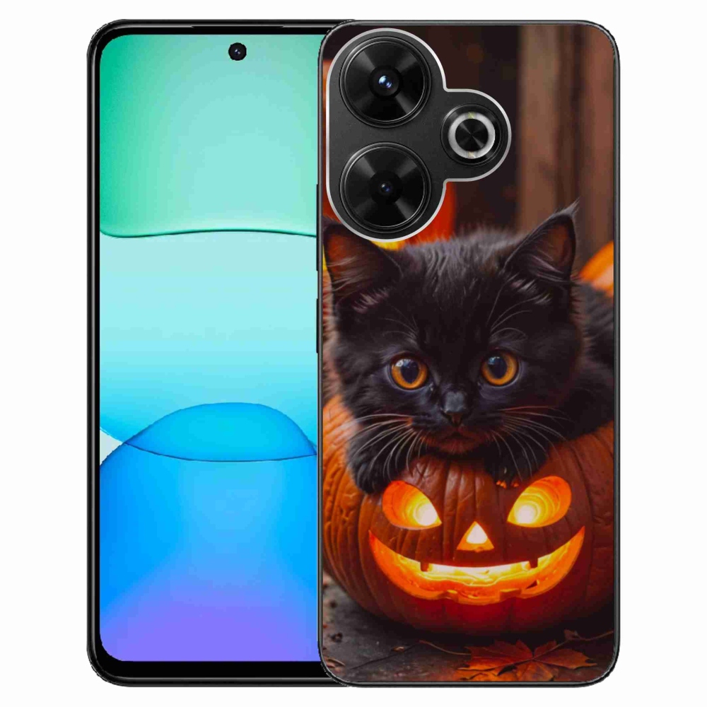 Gélový kryt mmCase na Xiaomi Redmi 13 4G/Poco M6 4G - mačiatko a tekvica