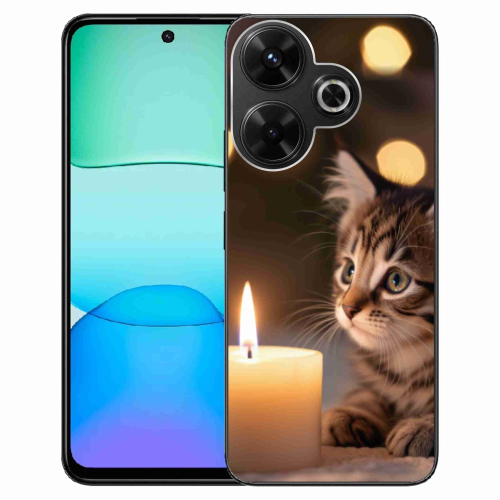 Gélový kryt mmCase na Xiaomi Redmi 13 4G/Poco M6 4G - mačiatko a sviečka