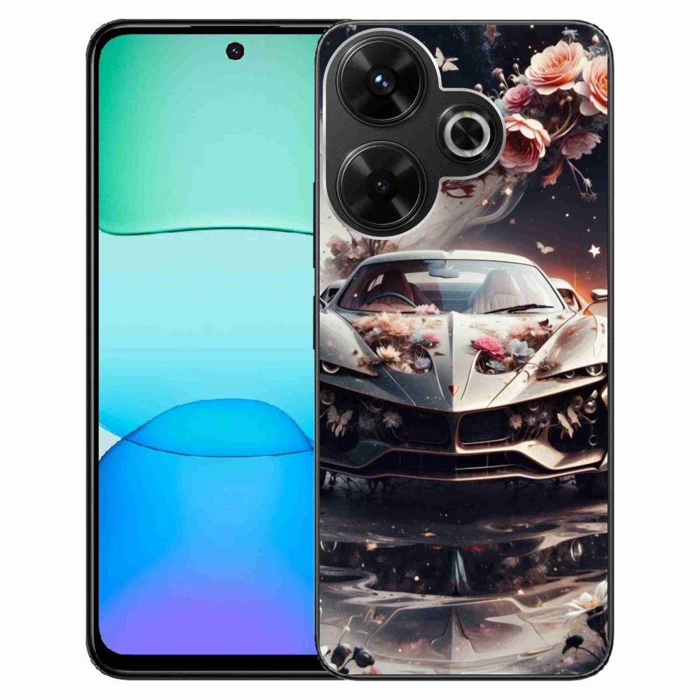 Gélový kryt mmCase na Xiaomi Redmi 13 4G/Poco M6 4G - kvetinové šProtové vozidlo