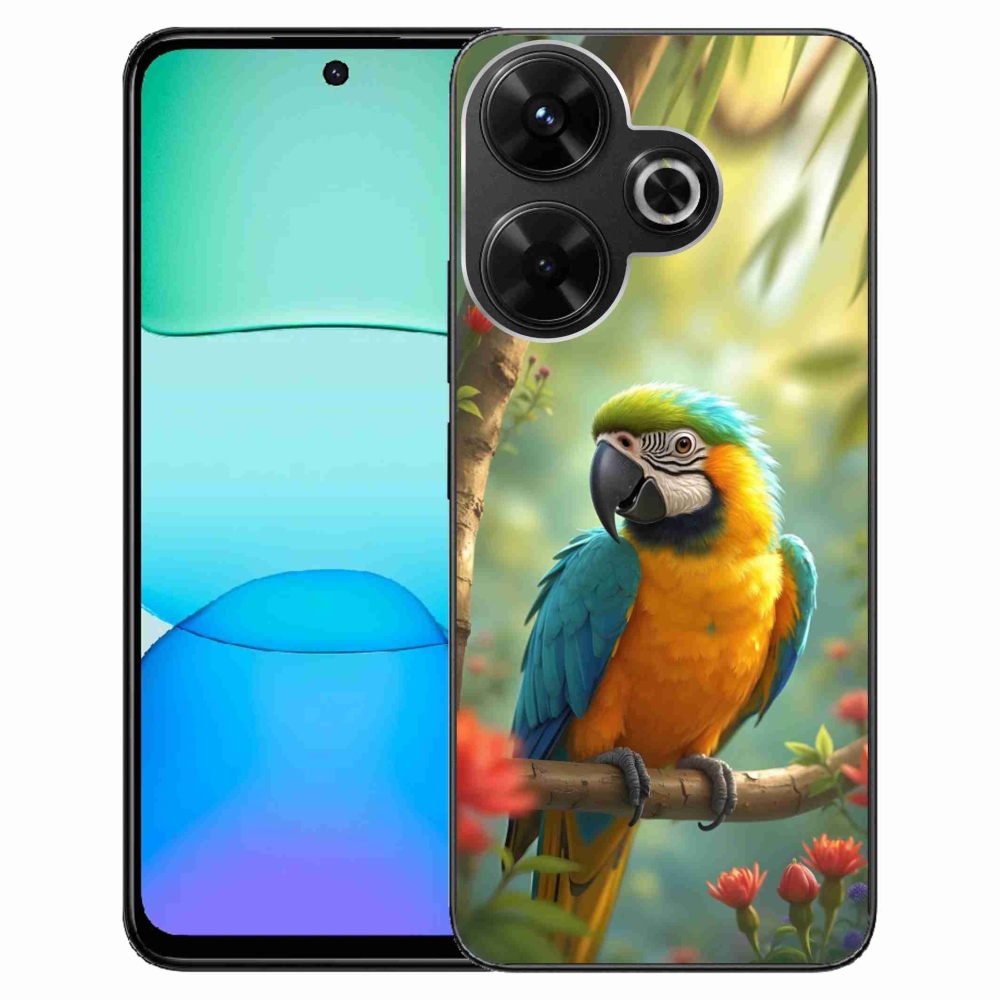 Gélový kryt mmCase na Xiaomi Redmi 13 4G/ Poco M6 4G - papagáj ara modrožltá