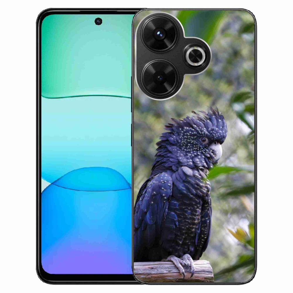 Gélový kryt mmCase na Xiaomi Redmi 13 4G/ Poco M6 4G - papagáj kakadu čierny