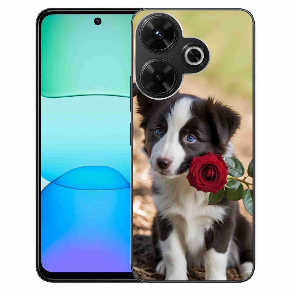 Gélový kryt mmCase na Xiaomi Redmi 13 4G/ Poco M6 4G - roztomilá border kólia s ružou