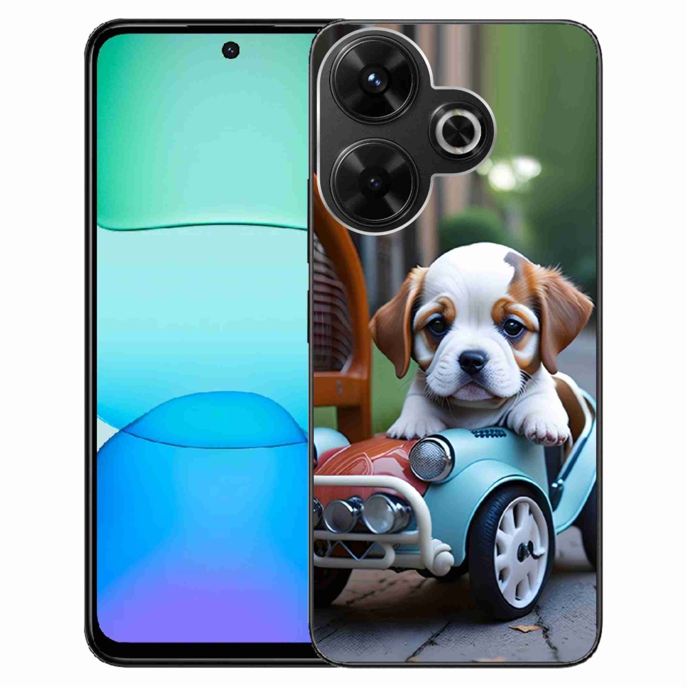 Gélový kryt mmCase na Xiaomi Redmi 13 4G/ Poco M6 4G - šteňa v retro aute
