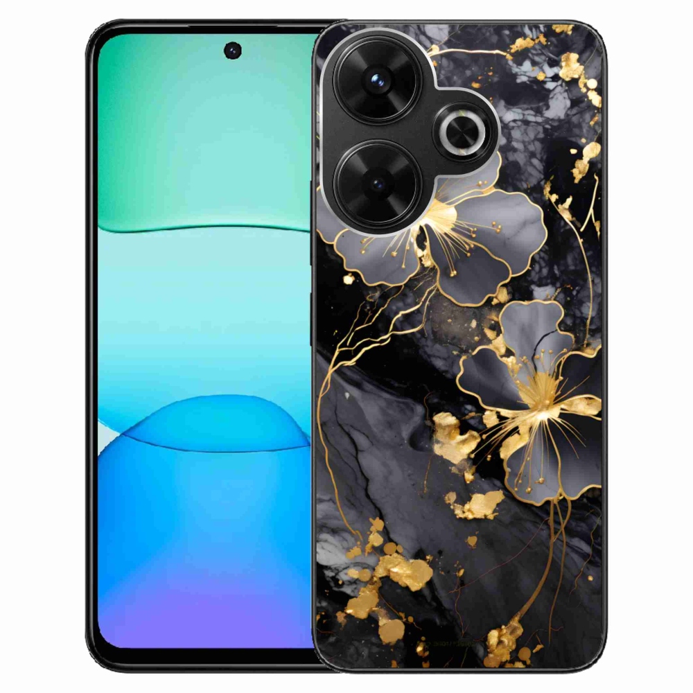 Gélový kryt mmCase na Xiaomi Redmi 13 4G/Poco M6 4G - zlaté kvety