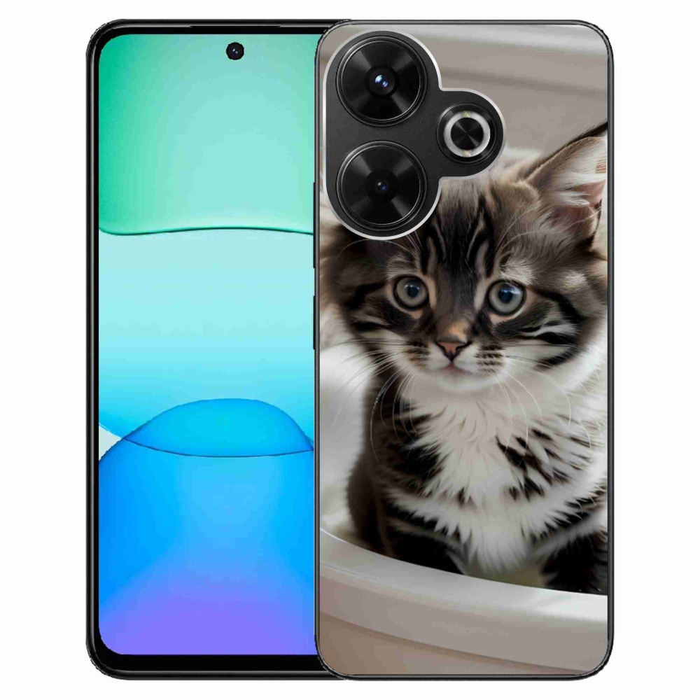 Gélový kryt mmCase na Xiaomi Redmi 13 4G/Poco M6 4G - zvedavé mačiatko