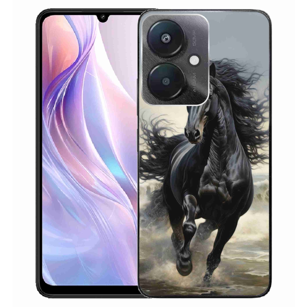 Gélový kryt mmCase na Xiaomi Redmi 13C 5G - bežiaci čierny kôň