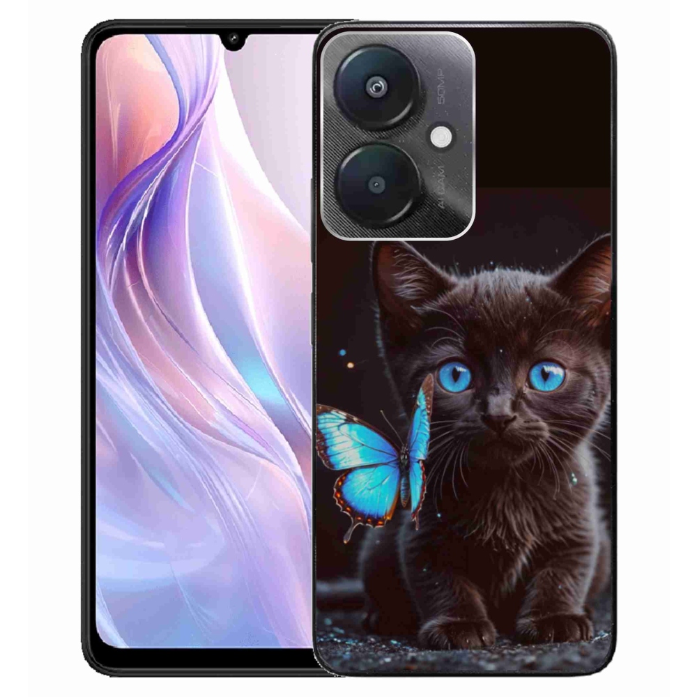 Gélový kryt mmCase na Xiaomi Redmi 13C 5G - čierne mačiatko 3