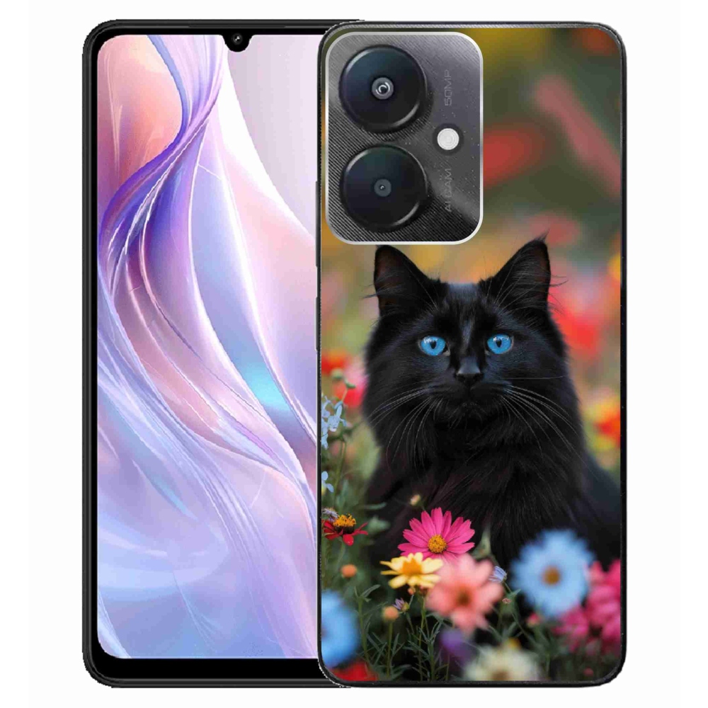 Gélový kryt mmCase na Xiaomi Redmi 13C 5G - čierne mačiatko 4