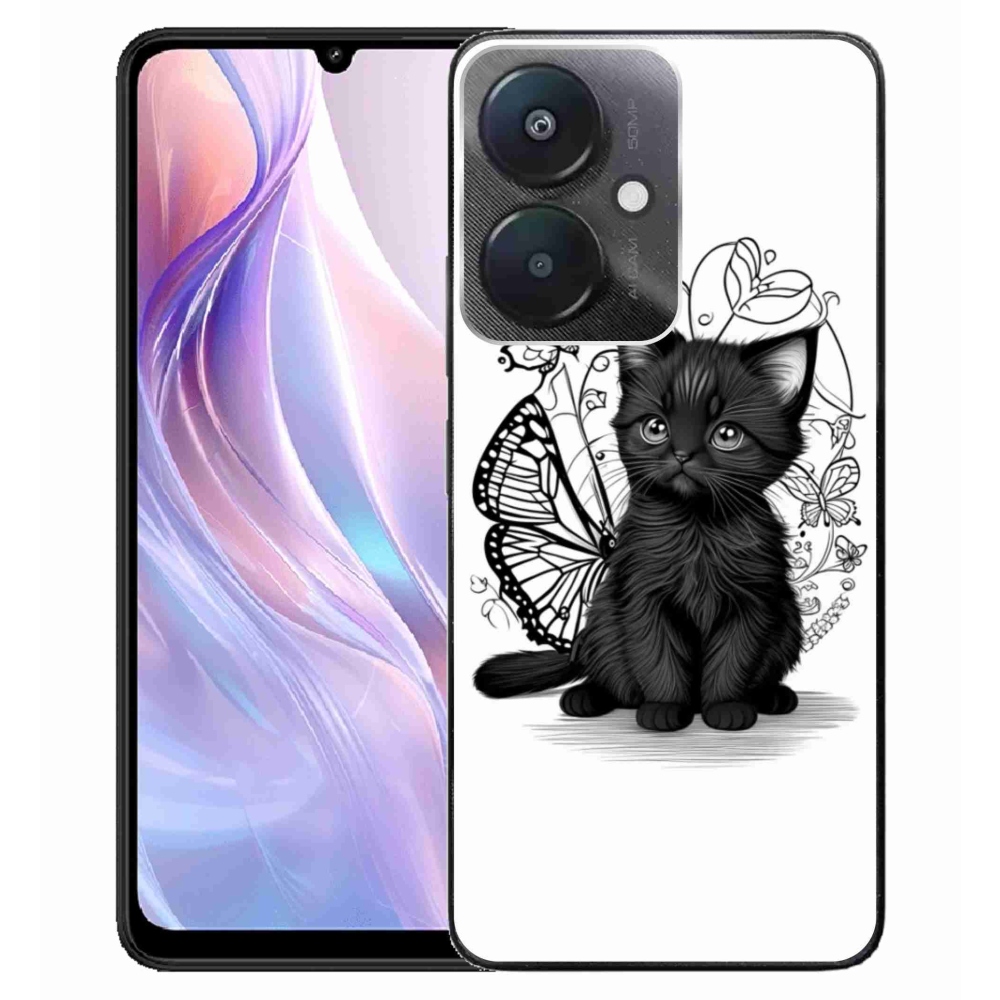 Gélový kryt mmCase na Xiaomi Redmi 13C 5G - čierne mačiatko