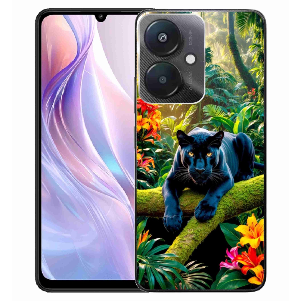 Gélový kryt mmCase na Xiaomi Redmi 13C 5G - čierny panter v džungli
