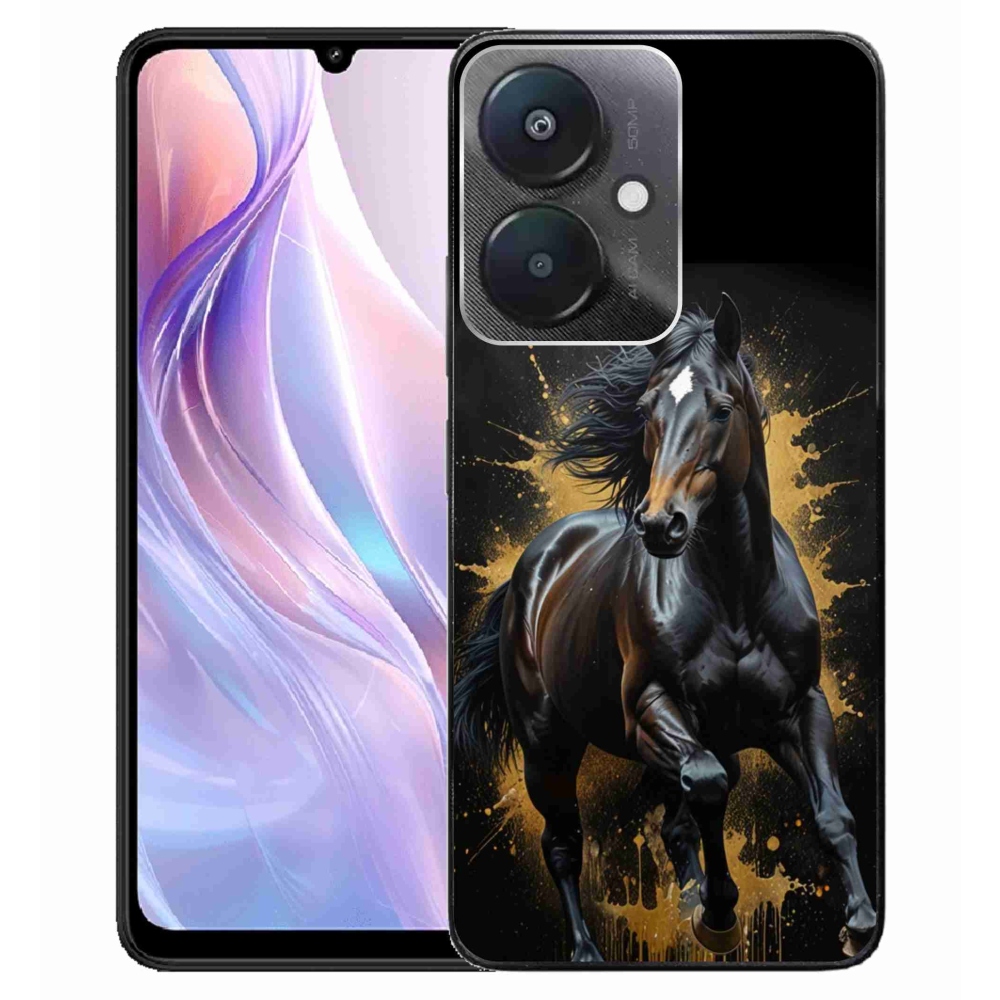Gélový kryt mmCase na Xiaomi Redmi 13C 5G - elegantný čierny žrebec